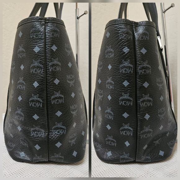 MCM Black Monogram Shoulder Tote Bag AUTHENTIC - Picture 15 of 16